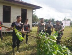POLSEK DANAU SEMBULUH LAKSANAKAN PENINJAUAN LAHAN DAN PEMASANGAN SPANDUK PEMBANGUNAN SPPG POLRES SERUYAN