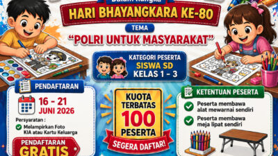 Polda Kalteng Gelar Lomba Mewarnai Anak SD Semarakkan Hari Bhayangkara ke-80