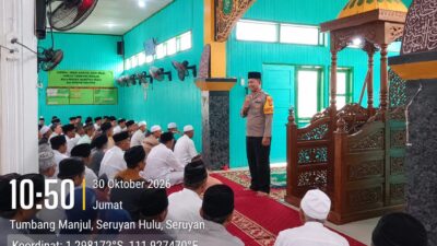 JUMAT KELILING DI MASJID MUJAHIDIN, POLSEK SERUYAN HULU PERERAT SILATURAHMI DAN JAGA KAMTIBMAS